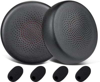 Dailygoods - SOULWIT Oorkussens Vervanging + 4 Stuks Beschermende Microfoon Pop Filter voor Yealink BH70/WH64 Headset, Earpads Cushions met Zachte Proteïne Leer, Hoge Dichtheid Geheugenschuim - Zwart