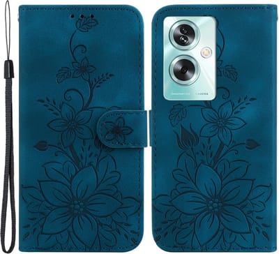 Coverup Hoesje - Geschikt voor OPPO A79 5G Hoesje - Coverup Bloemen Book Case - Blauw
