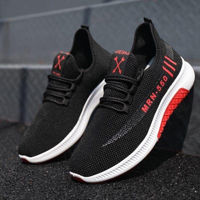 Heren mesh lichtgewicht en ademende casual sportschoenen vier seizoenen outdoor student zachte zool hardloopschoenen heren sneakers 42 black