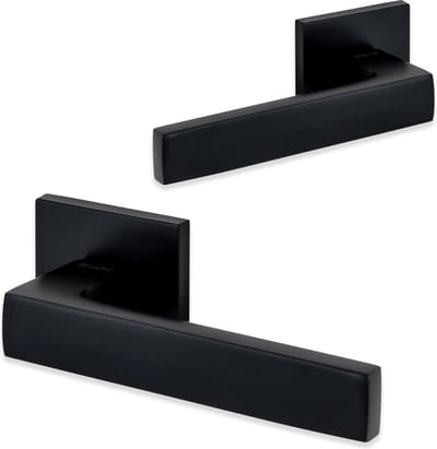 Eliot Slim Line deurklink set - dun vierkant rozet - mat zwart - deurkruk