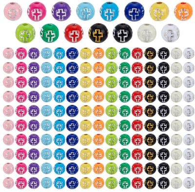 Dailygoods- Kruiskralen 450 Stuks - Ronde Kralen 8 mm - 15 Kleuren - Acryl Kralen - Sieraden Maken - Gat 2 mm - Sieradenkralen