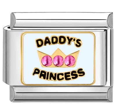 Quiges - Schakel - Bedel - 9mm - charms - Papa's Paincess - Geschikt voor - armband - Schakelarmband - italy bedels armband