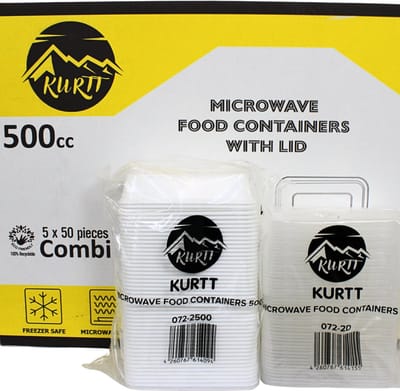 KURTT 100 stuks, 500ml Meal prep bakjes, Maaltijdbakjes, 1-voudig, magnetronbakjes, vershoudbakje, herbruikbaar plastic bakje - magnetronbestendig, vaatwasmachinebestendig en herbruikbaar, klik dekselsluiting, BPA-vrij