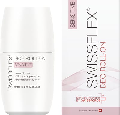 Swissflex Deo Roll-On Sensitive voor gevoelige huid - Natural Deodorant Roller - zonder aluminium & alcohol - Vegan - 50 ml