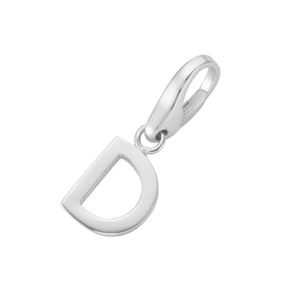 Giorgio Martello letter D charm 2023 | bedel | gerhodineerd sterling zilver 925/000 | hanger | met karabijn