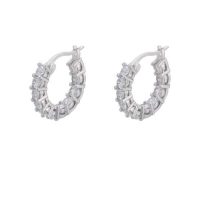 Jobo By JET oorbellen - Zilver met zilveren diamanten aan de voor- en binnenkant