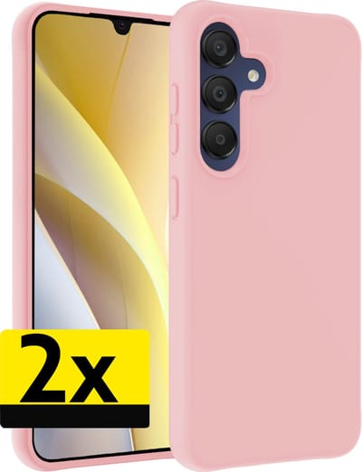 Hoesje - 2 Stuks - Geschikt voor Samsung Galaxy A15 - Sterk & Shockproof - Case Siliconen - Back Cover - Telefoon Hoes - Telefoonhoesjes - Lichtroze