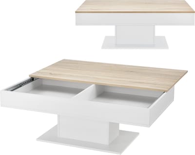 Salontafel Lünen met opbergruimte 110x60x40 cm eiken en wit