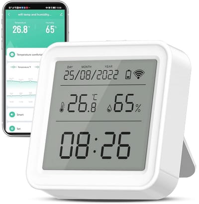 Slimme Wifi Thermometer en Hygrometer met App en Infrarood Afstandsbediening voor Binnen