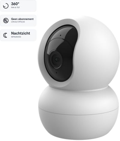 Trust IPCAM-2800 - WiFi Beveiligingscamera voor binnen - 360 graden draaibaar - Nachtzicht - Human Detection - Pushmeldingen - Ingebouwde sirene - Gratis App - 2MP-resolutie - Wit