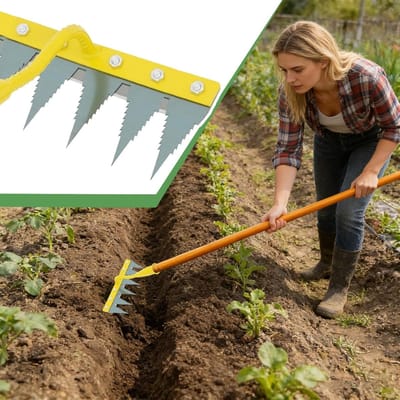 Onkruidverwijderaar Hark - Tuin Weder - Gazon Onderhoud - Verhoogde Wiedkracht - 38 x 15 x 15 cm - Zilver