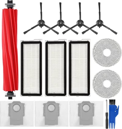 PolkaHome® Accessoires Vervangende geschikt voor Roborock Q Revo S, Qrevo Pro, Qrevo Plus Robotstofzuiger. 1 Hoofdborstel, 4 zijborstels, 4 HEPA-Filters, 4 Reinigingsdoeken, 4 Stofzakken