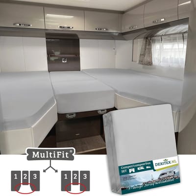 Dexitex Hoeslaken LICHT GRIJS 3 delige set / Camper /Lengtebedden / enkele bedden