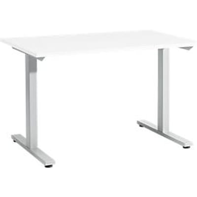 Schäfer Shop  Select Start Off bureautafel, T-poot, rechthoekig, staal/hout, B 1200 x D 800 x H 735 mm, wit