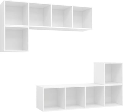 vidaXL - 4-delige - Tv-meubelset - bewerkt - hout - wit