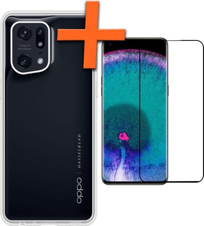 Hoes - Met Screenprotector - Geschikt voor OPPO Find X5 - Sterk & Shockproof - Back Cover - Siliconen Case - Telefoon Hoes - Transparant