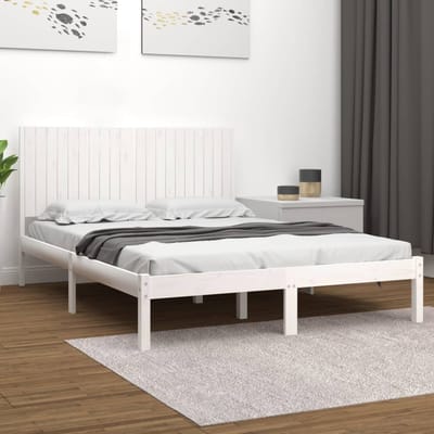 vidaXL - Bedframe - zonder - matras - massief - grenenhout - wit - 200x200 - cm