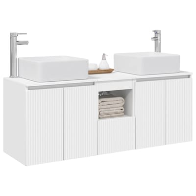 vidaXL - Badkamerkast - set - 3 - st - Wit - 49,5 - x - 41 - x - 63 - cm - Bewerkt - hout