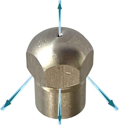 Pijpreinigingsmondstuk Hogedrukreiniger - Afvoerontstopper Rioolreiniger - Verstoppingen Verwijderen - Zelfaanzuigend Terugslagprincipe - 1/8" of 1/4" - Zilver