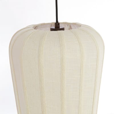 Hanglamp - bruin wit - BIBURY - hout textiel - grote eettafellamp - E27 - 2993988 - Light & Living