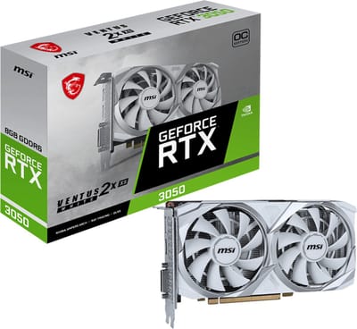 MSI NVIDIA GeForce vRTX 3050 2X XS WHITE 8G OC - Videokaart - 8GB - GDDR6 - PCIe 4.0 - 1x HDMI 2.1 - 1x DisplayPort 1.4 - 1x DVI-D