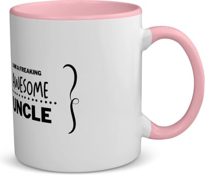 Akyol - i am a freaking awesome uncle koffiemok - theemok - roze - Oom - geweldige oom - liefste oom - verjaardag - cadeau - kado - bedankje - geschenk - 350 ML inhoud