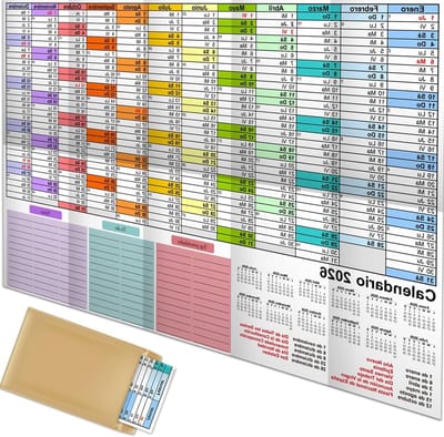 Grote Jaar Kalender 2026, A1 Planner met Feestdagen Overzicht, Weekindeling en Vouwbare Kalender, 57 cm x 87 cm, Geschikt voor Thuis en Kantoor