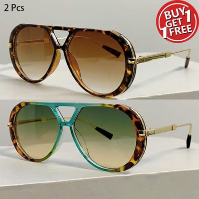 Lunettes de Soleil Dégradé Multi-couleurs Style Double Pont Décontracté Tendance pour Femmes - Design de Luxe 12 Pcs Lunettes de Soleil Pilote Vintage without case