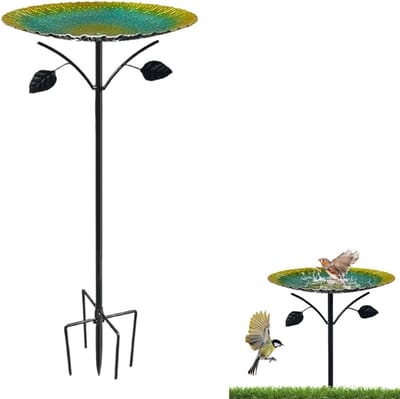 Staande Vogelbad voor de Tuin met Vintage Ontwerp, 85 cm Hoog, Winterbestendig en Ideaal voor Vogels om te Voeden en Drinken