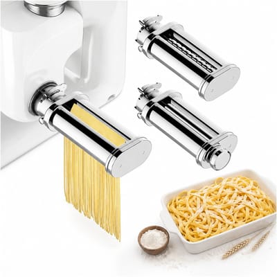 Pasta Maker Attachment voor Bosch MUM4 & MUM5 Staande Mixer 3-delig – Pasta Roller, Spaghetti Cutter & Fettuccine Cutter – 8 Verstelbare Dikte-instellingen – Mixer Accessoires voor Bosch van MMOBIEL