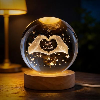 3D Glazen Bal, Uniek Geschenk voor Moeder, Perfect voor Moederdag, Verjaardag en Valentijnsdag, Persoonlijk Cadeau voor Mama en Dochter