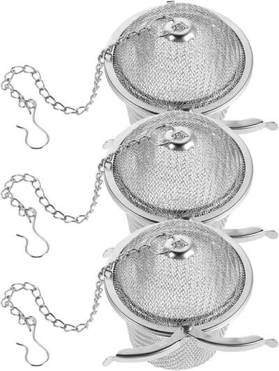 Reinigingsmand Roestvrijstaal - Schoonmaakmandje Fijnmazig - Sieraden Reinigen - Driedelige Set - 6.5 x 5.8 cm - Zilverkleurig