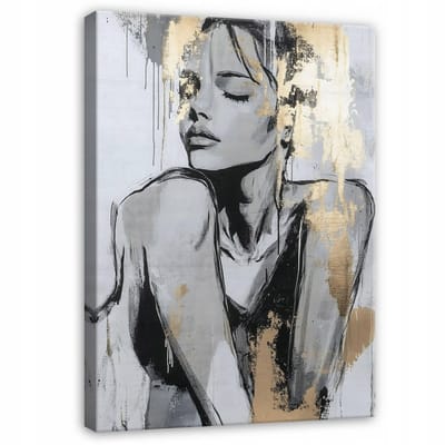 WALLARENA - Canvas schilderij - 100x70 cm - moderne vrouw gezicht op canvas voor slaapkamer woonkamer