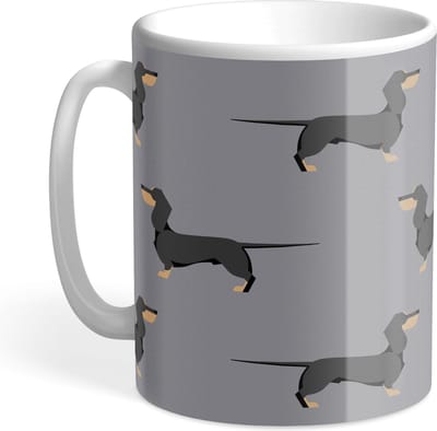 Hound & Herringbone - Zwarte Teckel Designer Mok - Black and Tan Dachshund Designer Mug