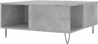 Salontafel - Bijzettafel Woonkamertafel - Opbergen en Decoreren - Bewerkt Hout Betongrijs - 80x80x365 cm - Betongrijs
