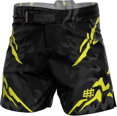 Extreme Hobby Black Panther Serie - Zwart-Geel Atletische Shorts - Maat M