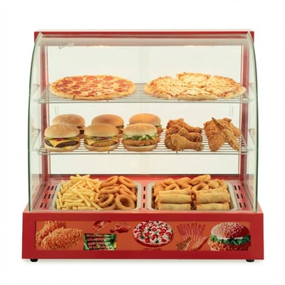 HCB® - Professionele Horeca Warmhoudvitrine - 230V - RVS / INOX - 48x66x60.5 cm (DxBxH) - 21 kg - 7506