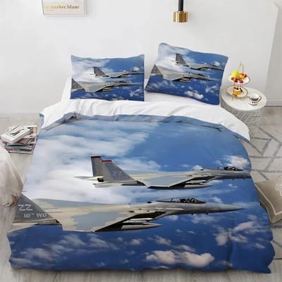Vliegtuig Vechter Luchtpatroon Comfortabel Dekbed Dekbedovertrek Kussensloop Beddengoed Set Kinderkamer Decoratie Huis Textiel 70x133cm