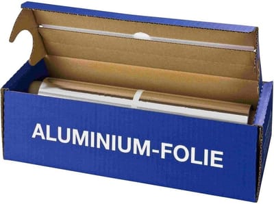Aluminiumfolie in Cutterbox – 14 Micron – 300 mm Breed – 1500 g – Professionele Kwaliteit