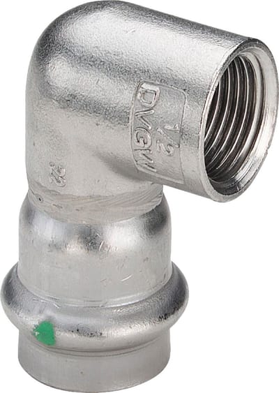 Viega Sanpress Inox-overgangshaak 90 graden, d 18mm, Rp 3/4 roestvast staal Model 2314.2, 437008
