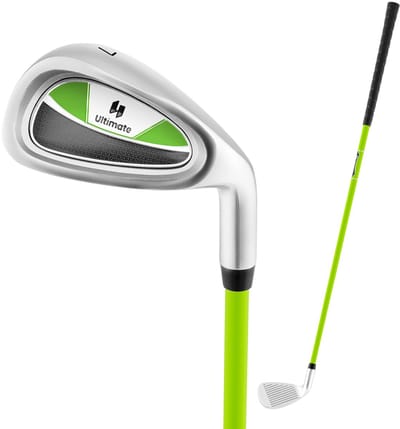 COSTWAY Golf Iron 7 voor kinderen, golfijzer enkel aluminium voor rechtshandigen, kinderen golfclubs met racketkap en glasvezel schacht voor 8-10 jaar kinderen, groen