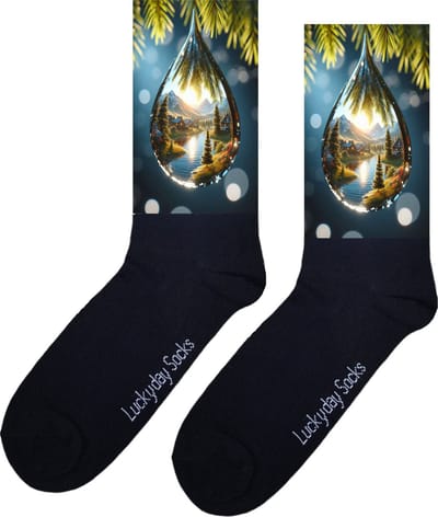 Dorp - Opkikker - Grappige sokken - Valentijns cadeau - Verjaardag cadeau - Sinterklaas cadeau - Waterdruppel - Dennenboom - Landschap - Leuke sokken - Vrolijke sokken - Kerst Sokken - Vaderdag - Moederdag - Kerstcadeau - Socks maken Happy - 37-44