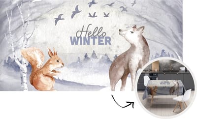Tafelkleed - Tafellaken - 260x130 cm - Winter - Vos - Sneeuw - Binnen en Buiten