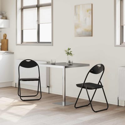 vidaXL - Inklapbare - stoel - 2 - st - Kunstleer - Zwart - 48 - x - 43,5 - x - 81 - cm