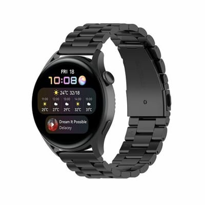 By Qubix - Stalen schakelband - Zwart - Geschikt voor Xiaomi Redmi Watch 5 Active / Redmi Watch 5 Lite
