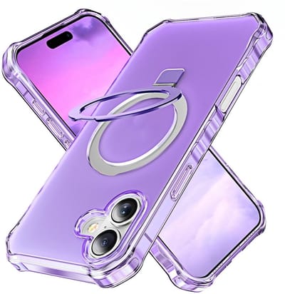Coverup Hoesje - Geschikt voor iPhone 17 Hoesje - Coverup ShockProof TPU Back Cover met MagSafe Compatible Ring Kickstand - Paars