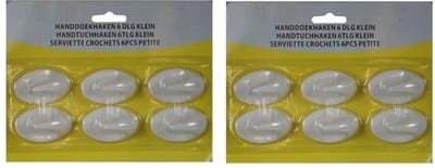 Benson Handdoekhaakjes - 12x - wit - zelfklevend - ovaal - kunststof - ophanghaakjes