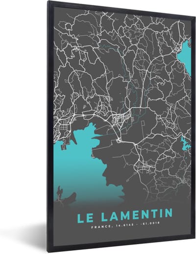 Fotolijst incl. Poster - Le Lamentin - Frankrijk - Plattegrond - Stadskaart - Kaart - 40x60 cm - Posterlijst