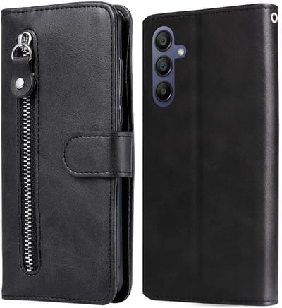Zwart wallet book-case rits hoesje - Telefoonhoesje geschikt voor Samsung Galaxy A17 5G / A26 5G / A16 5G