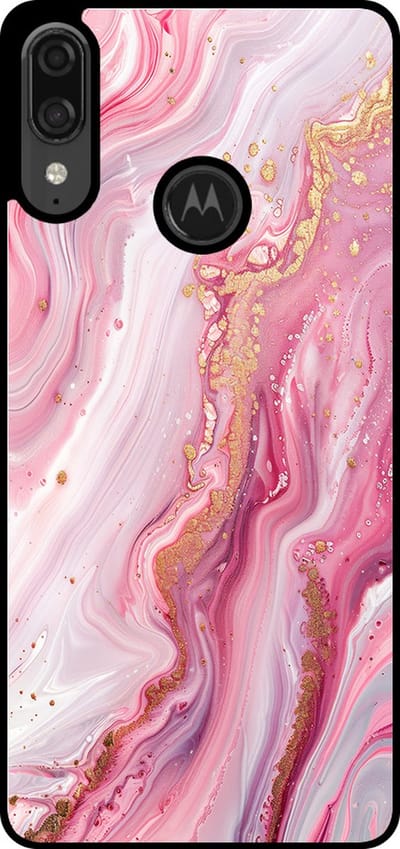 Smartphonica Telefoonhoesje Geschikt voor Motorola Moto E6 Plus met marmer opdruk - TPU backcover case marble design - Roze geschikt voor Motorola Moto E6 Plus